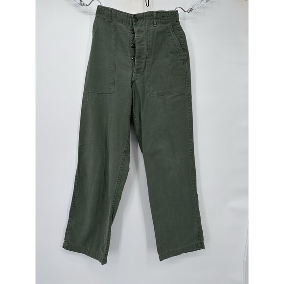 Vintage US Army OG-107 Pants Men 28 x30 Sateen Military Vietnam‎ Trousers - Picture 3 of 13